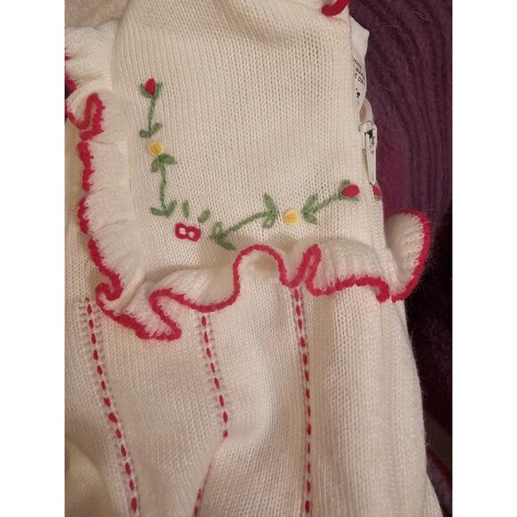 Toddler Girls Sweater Hoodie Zipper Front By Winnie The Pooh White Red Ruffles - Picture 3 of 8